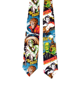 Hollywood Monster Vintage Horror Movie Pinup Frankenstein Mummy Necktie, Mens tie #T-712