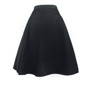 Circle skirt on mannequin, Close up, All black material 