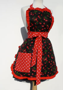 Red Retro Cherries and Polkadots Apron #A918
