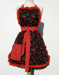 Red Retro Cherries and Polkadots Apron #A918