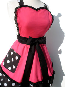 Pink and Polkadots Two Tier Apron #A911