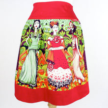 Load image into Gallery viewer, Red Frida Mexican Vintage Inspired Retro Skirt #S-RS236