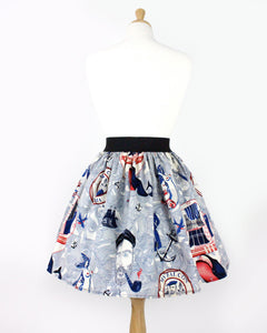 Sailor Jerry Rockabilly Nautical Pleated Skirt  #PS-J111