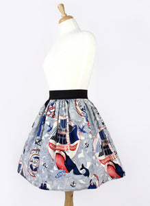 Sailor Jerry Rockabilly Nautical Pleated Skirt  #PS-J111