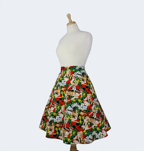 Vintage Hawaiian Tiki  Aline Pinup Skirt # FS-HG501