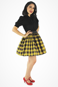 Yellow Plaid Elastic Skirt #YPES